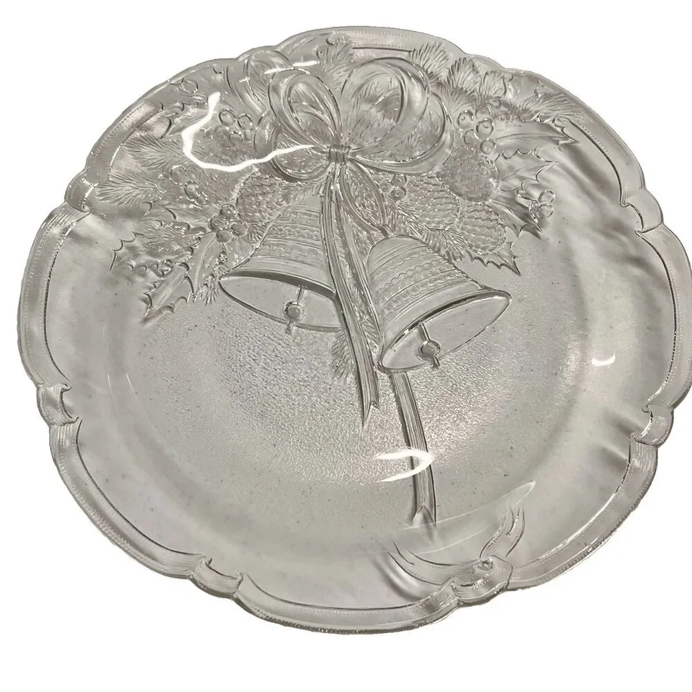 Vintage Mikasa Crystal HOLIDAY BELLS Hostess Platter Christmas Tray 14 3/4